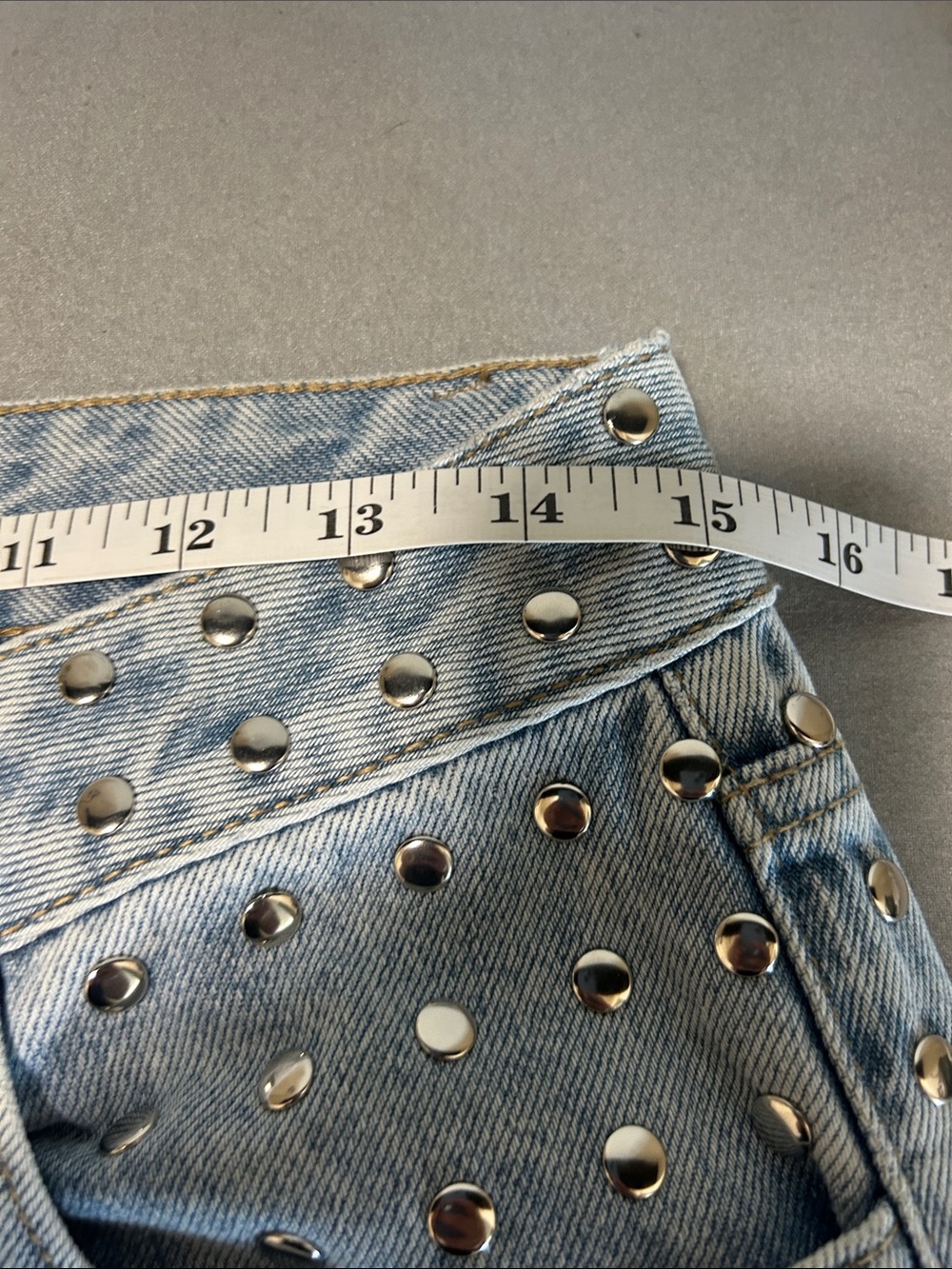 Light Blue Studded Denim Jeans - Picture 11 of 13